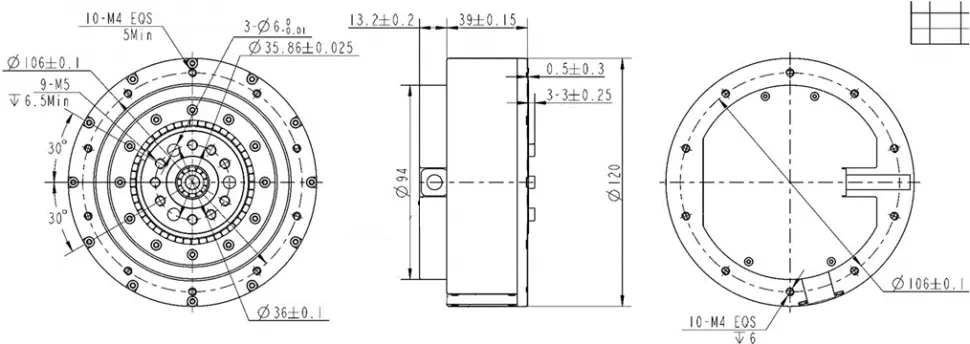 Чертеж 120N.m integrated QDD motor module