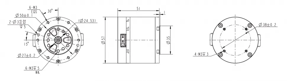 Чертеж 14N.m integrated QDD motor module