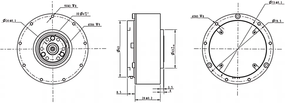 Чертеж 17N.m integrated QDD motor module