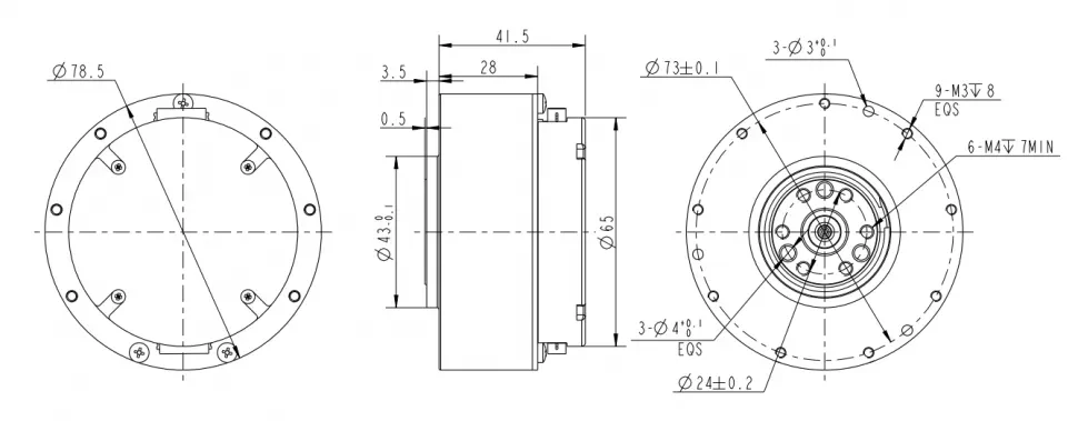 Чертеж 17N.m integrated QDD motor module (один энкодер)