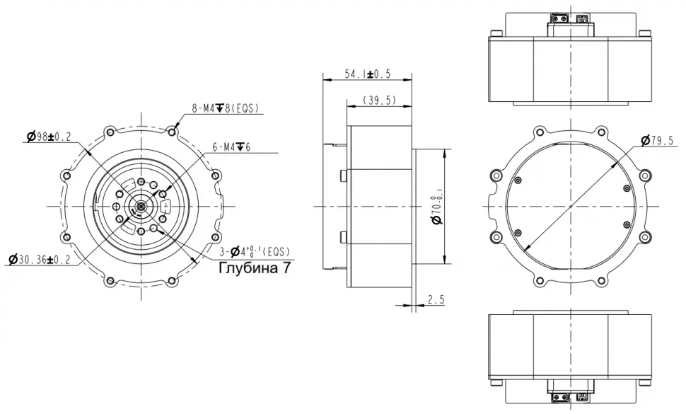 Чертеж 60N.m integrated QDD motor module