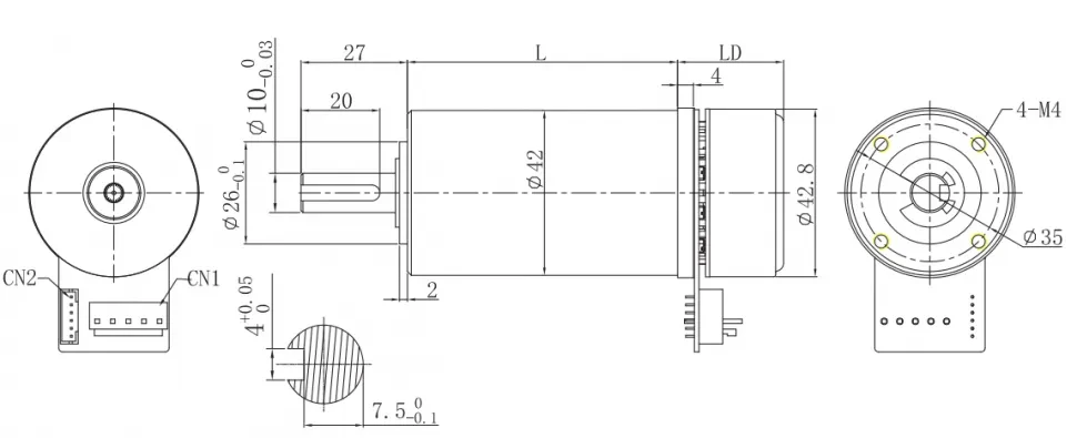 Чертеж FL45BLW-42JM150K
