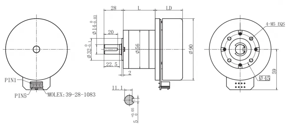 Чертеж FL90BLW-56JM450K