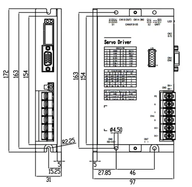 Чертеж размеров механической конструкции SVD4822RC-AA